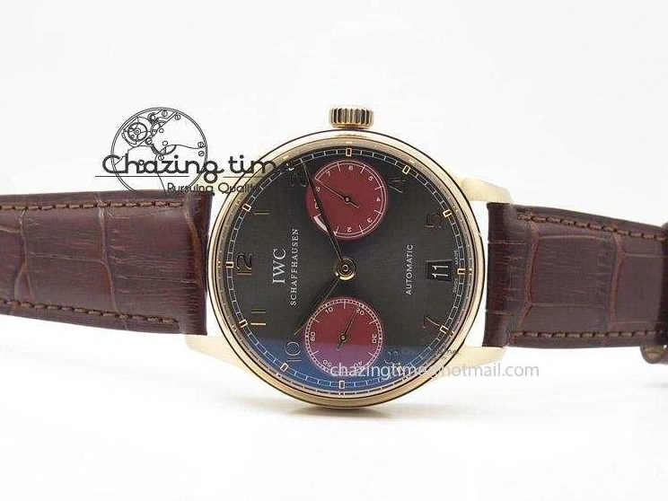 MIROTIME 0331 Portuguese Real PR IW500127 RG ZF 1:1 Best Edition Grey Red Dial On Brown Leather Strap A52010 V AllSeason 7331